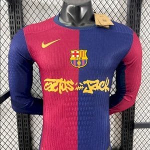 Barcelona 202425 Travis Scott Edition Home Long Sleeves Jersey Player Version