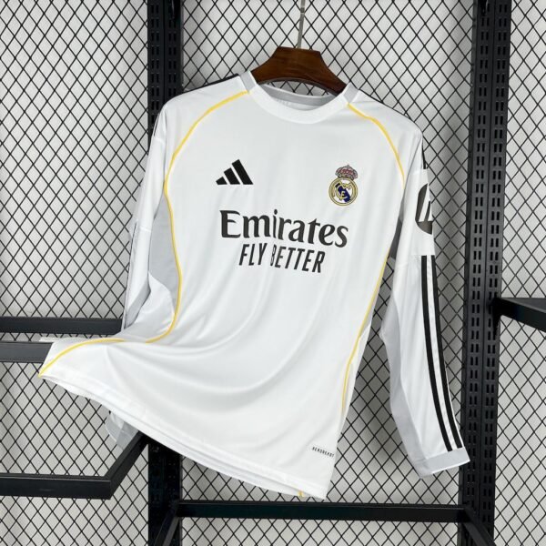 Real Madrid 2025_26 Home Long Sleeves Jersey Real Madrid 2025_26 Home Long Sleeves Jersey