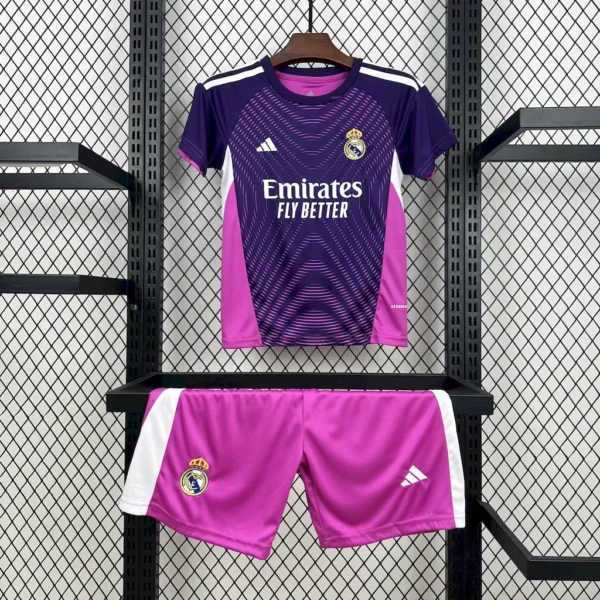 Real Madrid 2025_26 Purple Goalkeeper Kids Kit